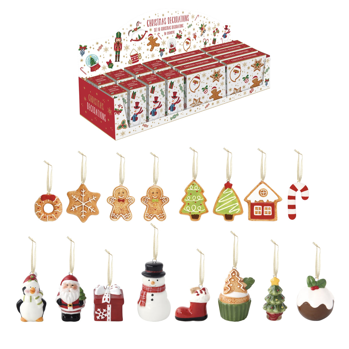 Lot de 16 décorations de Noël en dolomite, CHRISTMAS DECORATION