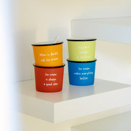 Set de 4 coupe à glace avec cuillère porcelaine
