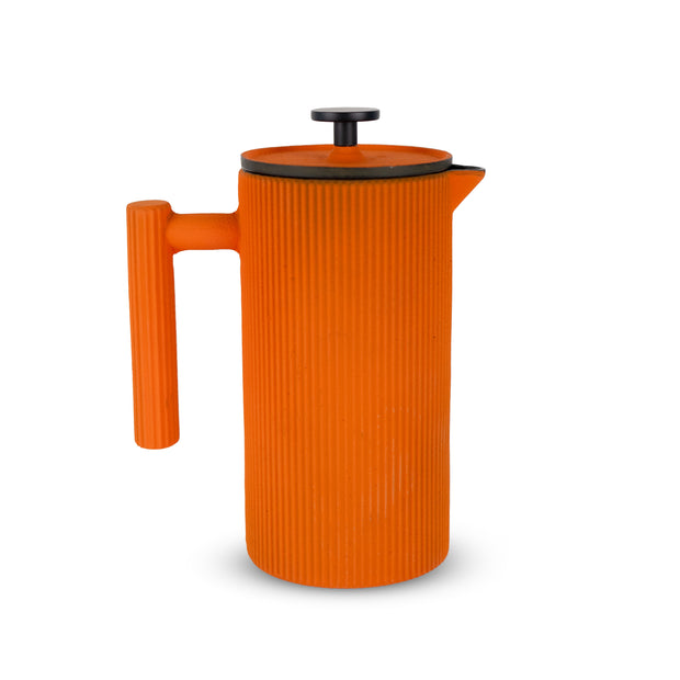 Cafetière à piston en fonte orange