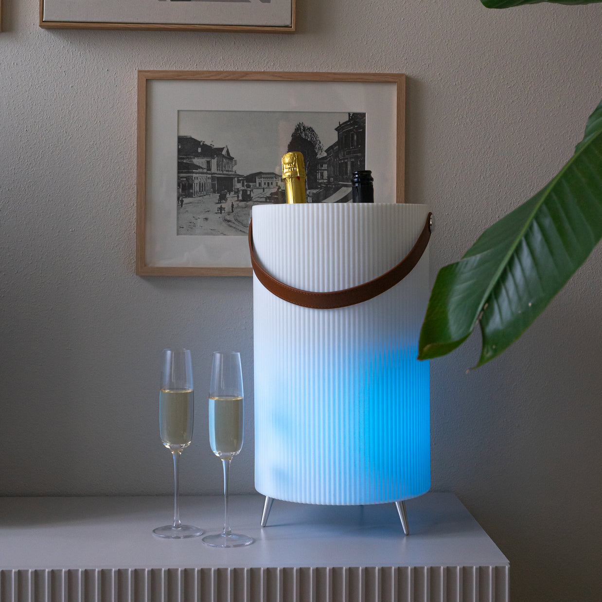 Seau à glace avec enceinte et lampe - 2 bouteilles