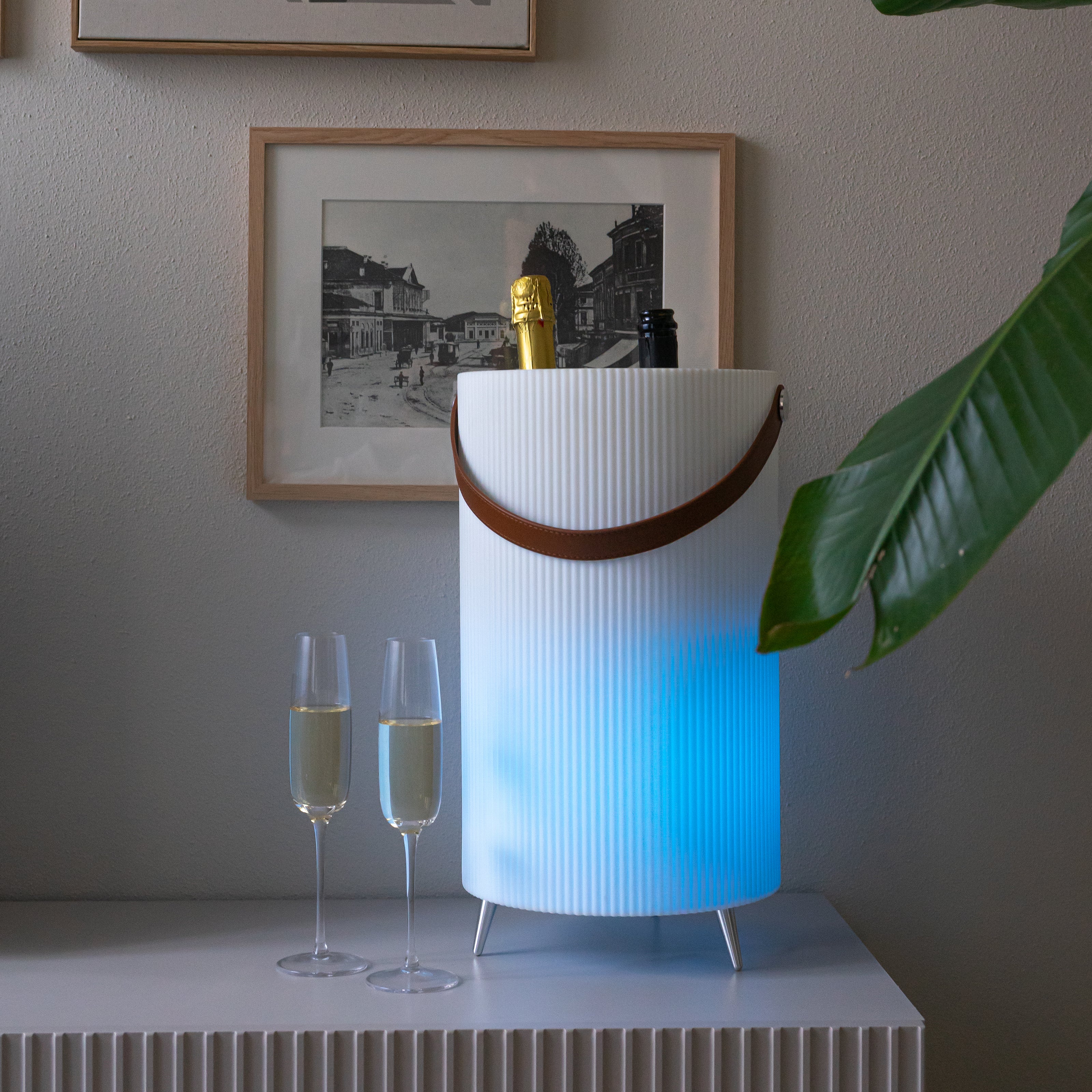 Seau à glace avec enceinte et lampe - 2 bouteilles