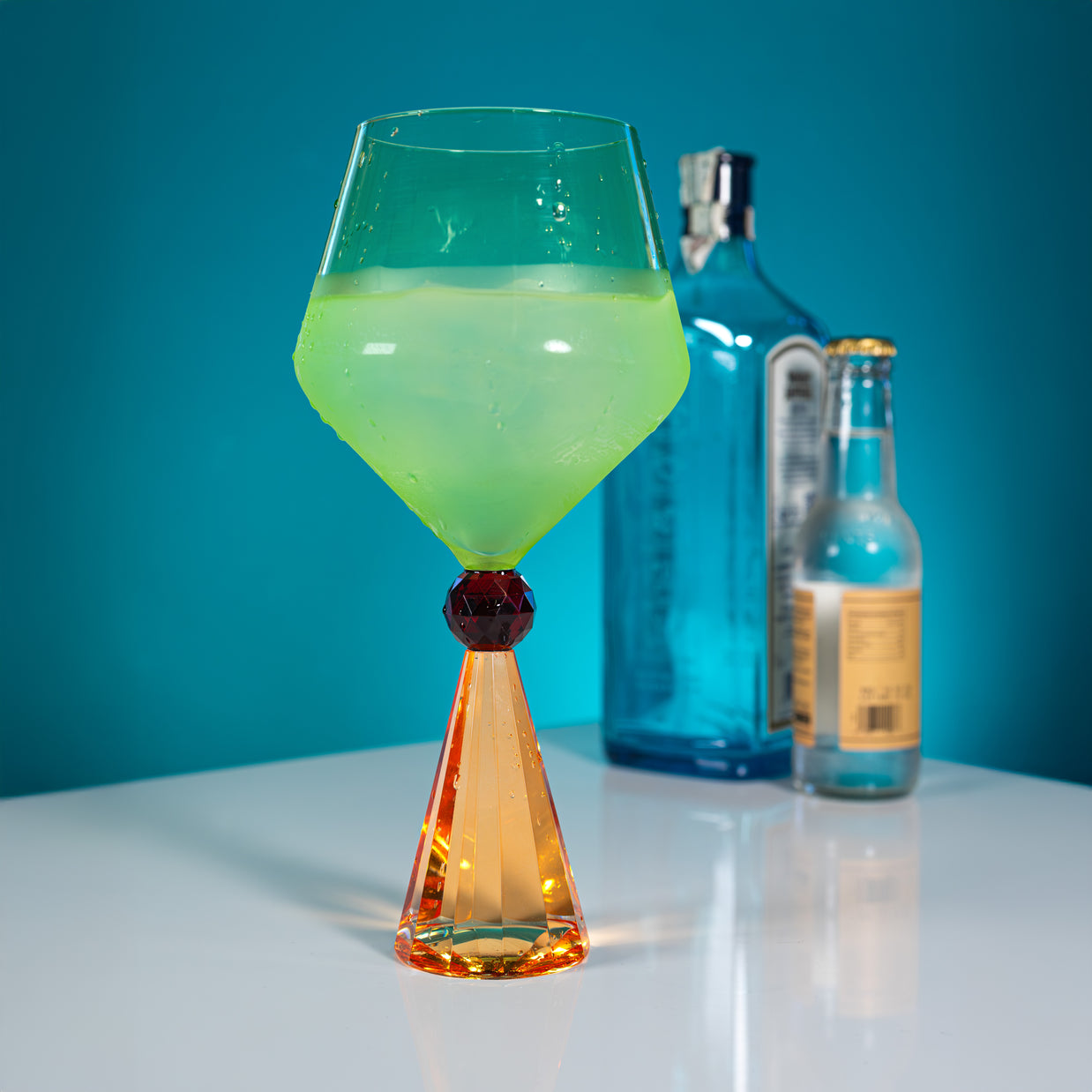 Verre à Gin Tonic effet diamant orange et vert