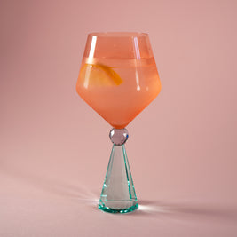 Verre à Gin Tonic effet diamant bleu clair et pêche