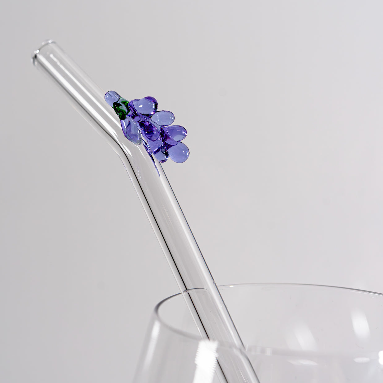 Set de 4 pailles en verre décorées - FRUITS