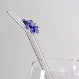 Set de 4 pailles en verre décorées - FRUITS