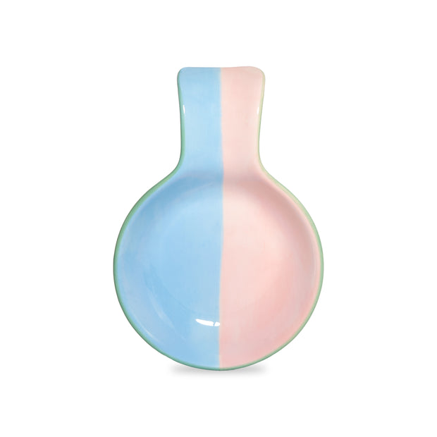 Repose-cuillère en grès ROSE et BLEU