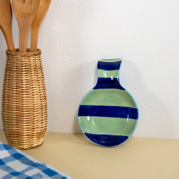 Repose-cuillère en grès VERT et BLEU