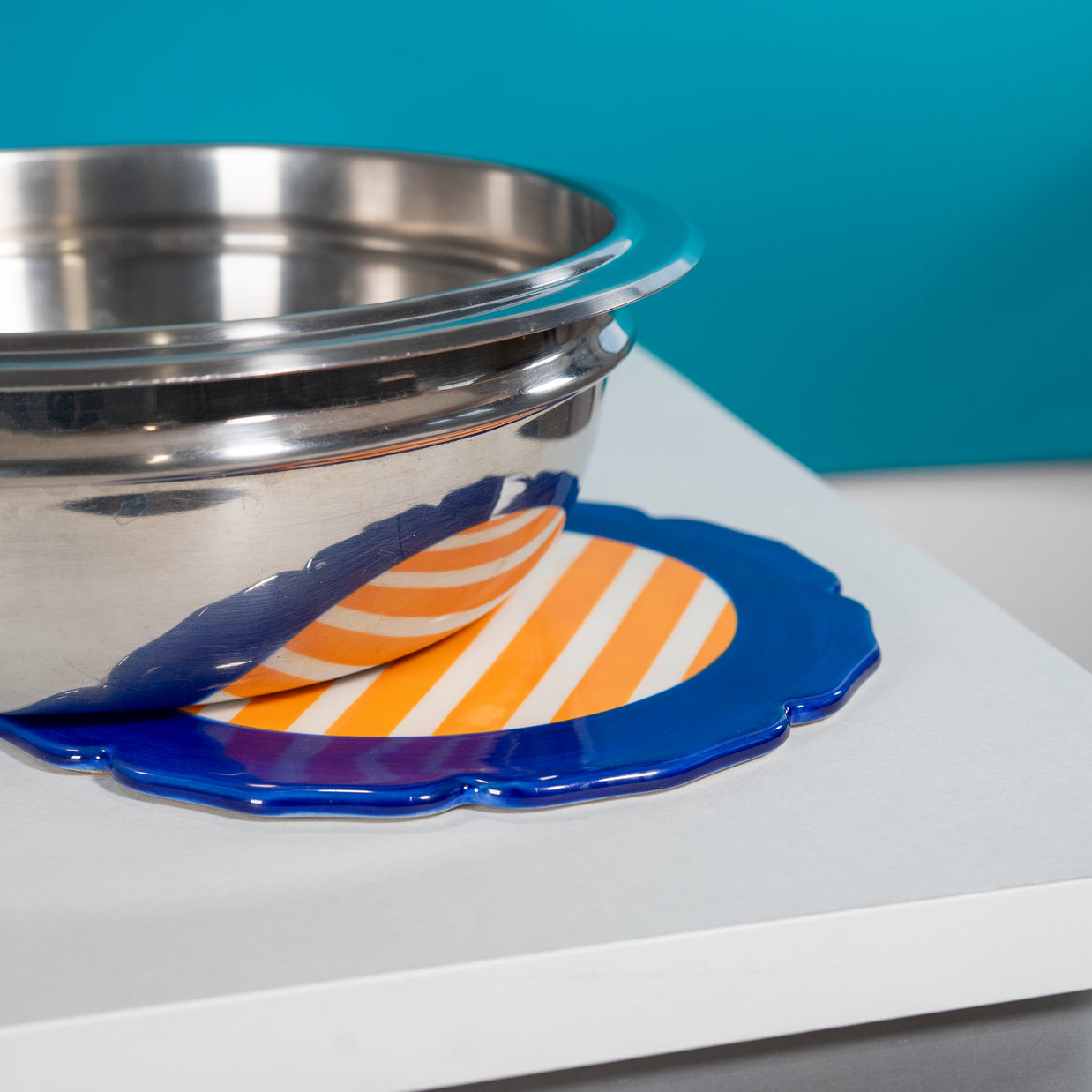Dessous de plat en grès Ø 18 cm. BLEU