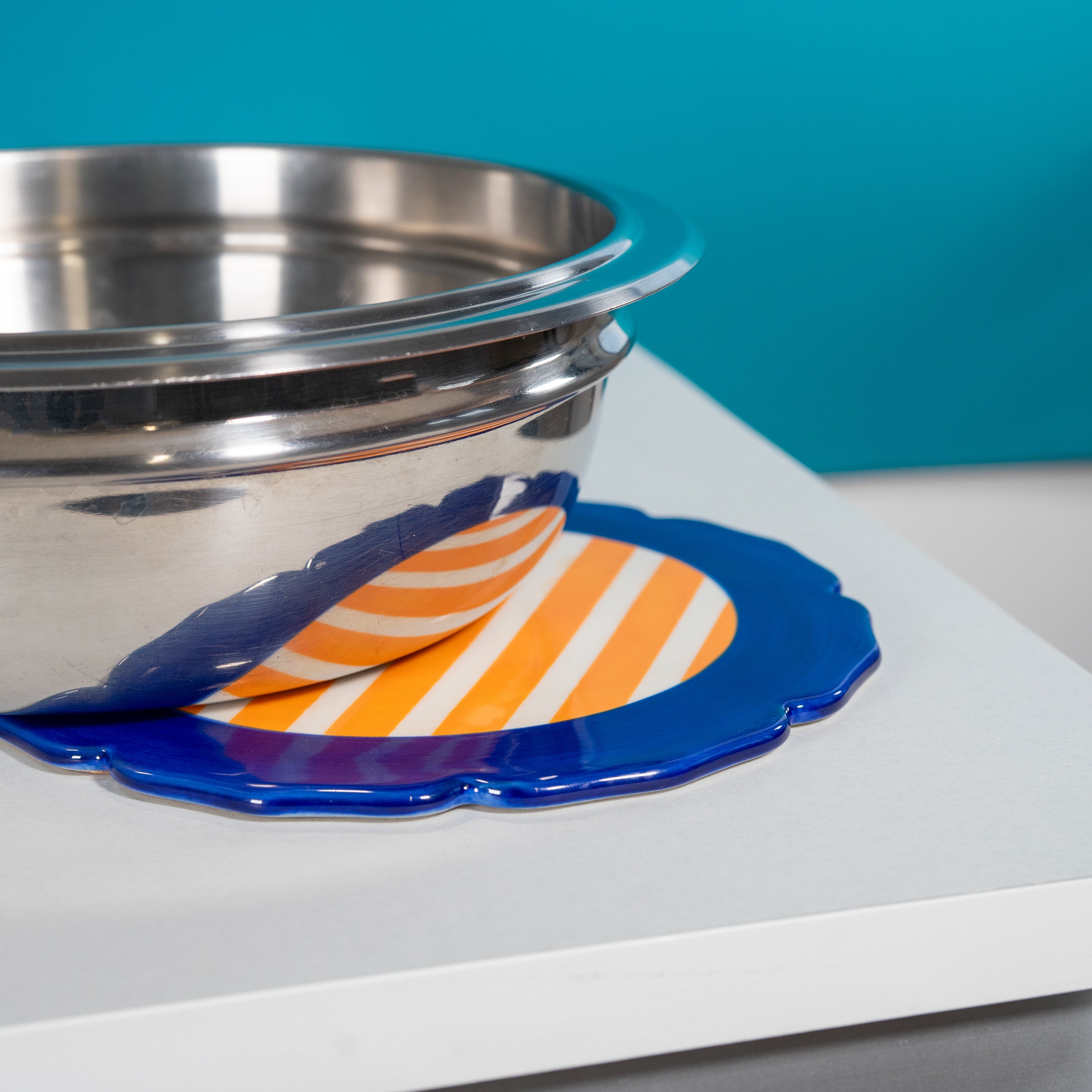 Dessous de plat en grès Ø 18 cm. BLEU