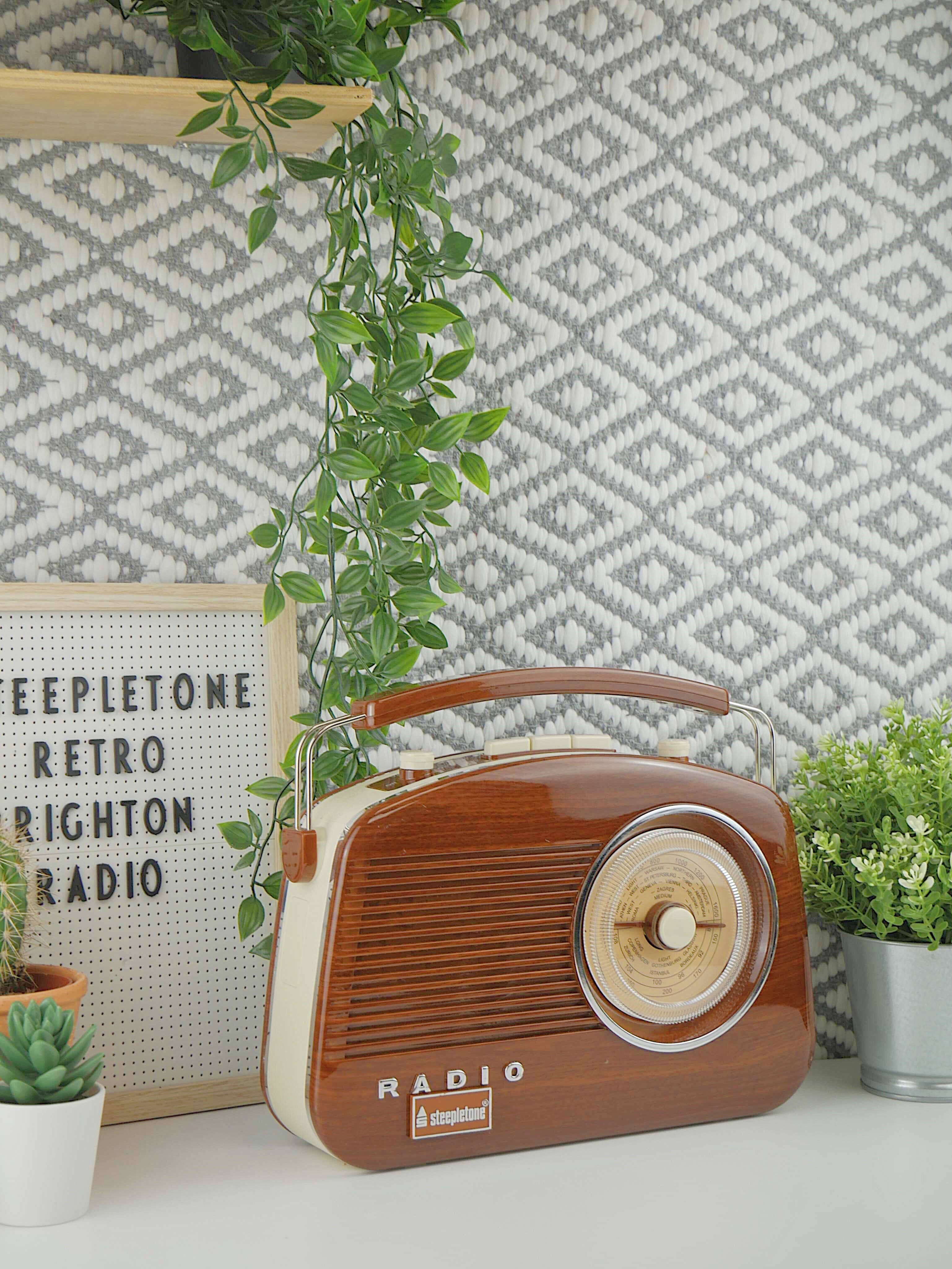 Radio Brighton classique style vintage FM/MW/LW avec Bluetooth: Gris