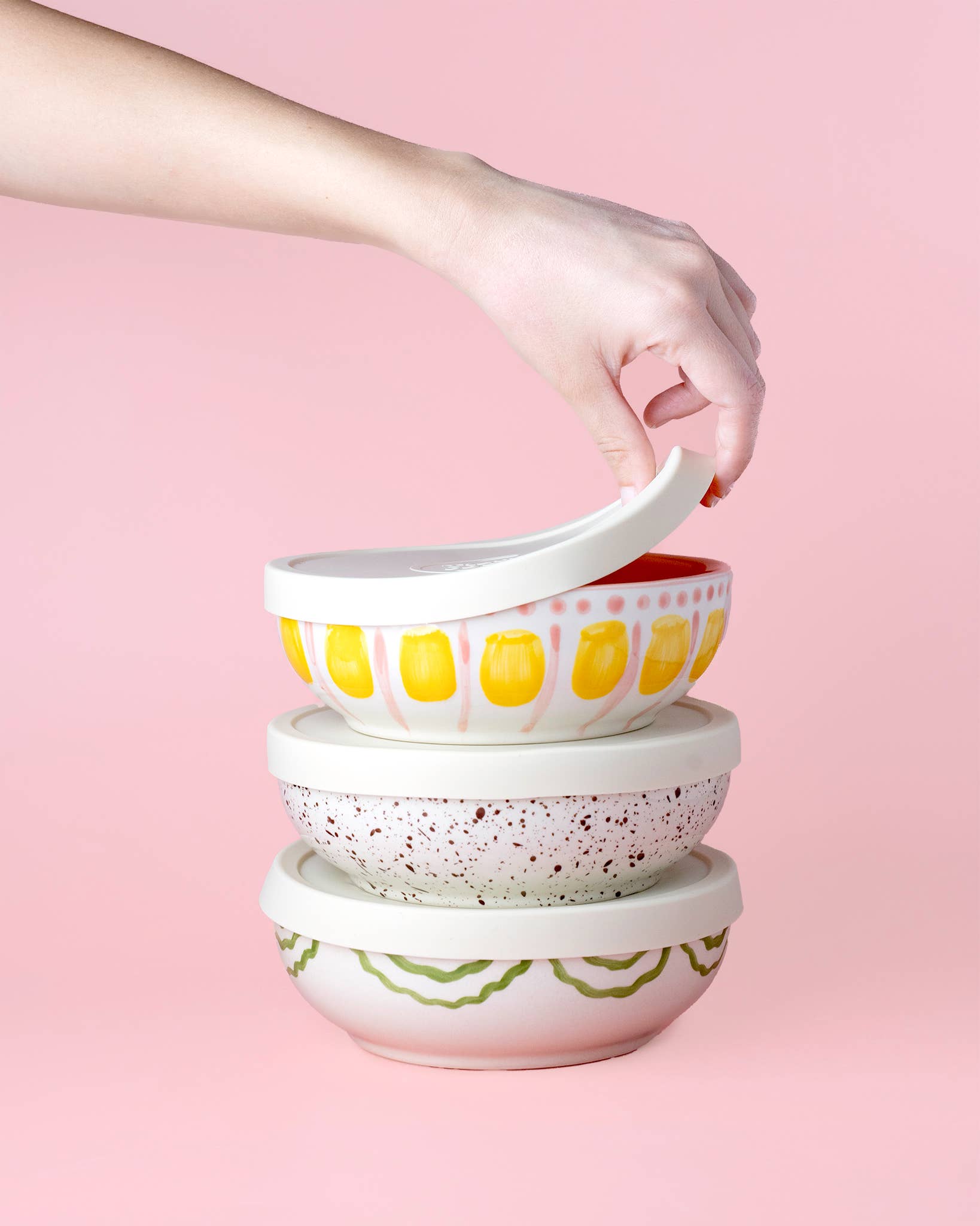 Couvercles en silicone réutilisables sans BPA / 2 tailles: Rose / Moyen