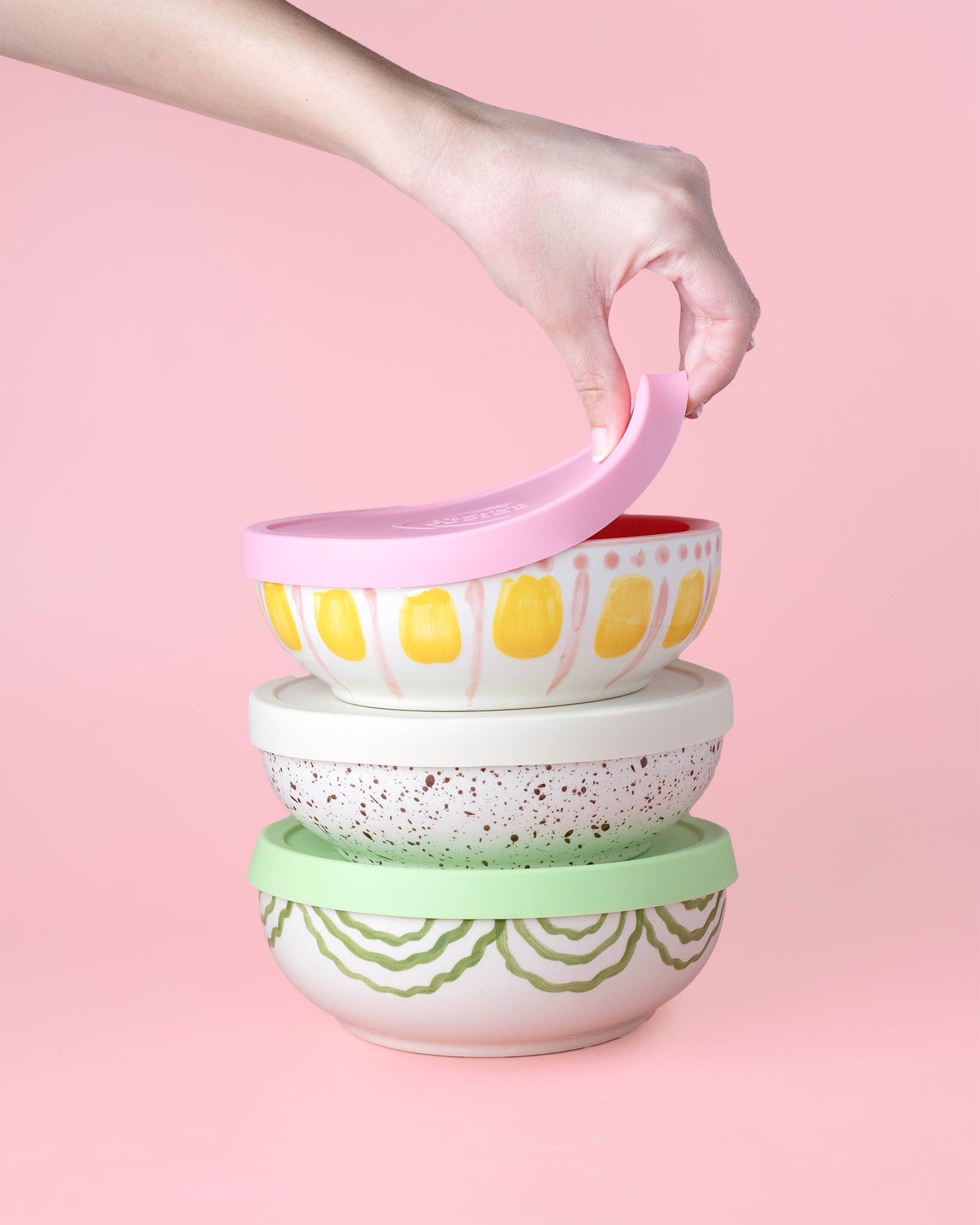 Couvercles en silicone réutilisables sans BPA / 2 tailles: Beis / Grand