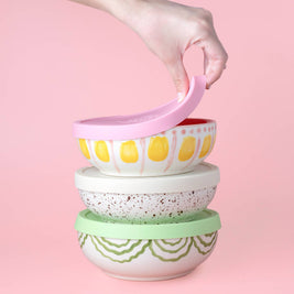 Couvercles en silicone réutilisables sans BPA / 2 tailles: Beis / Grand