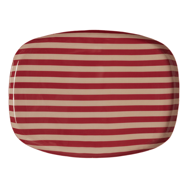 Plateau Coffee 30 cm - Rayures Bordeaux