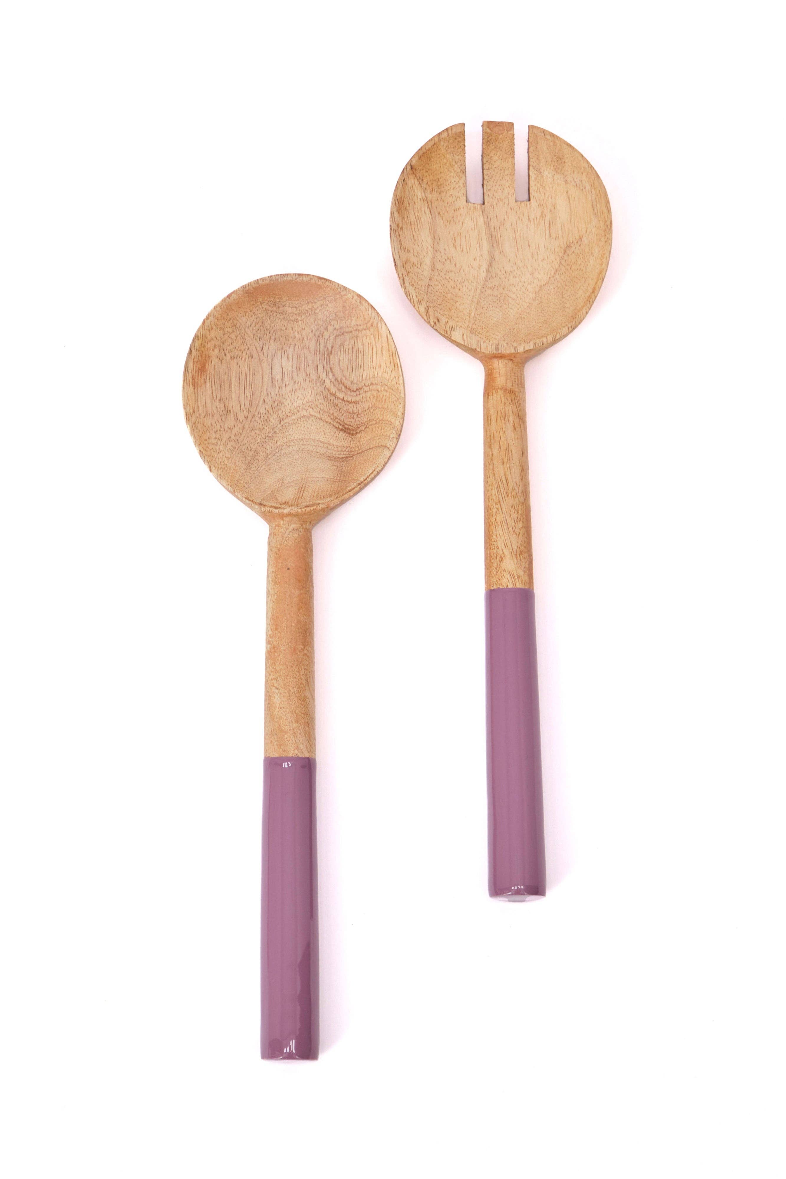Couverts à salade KISHA en bois de manguier: Sauge / OS