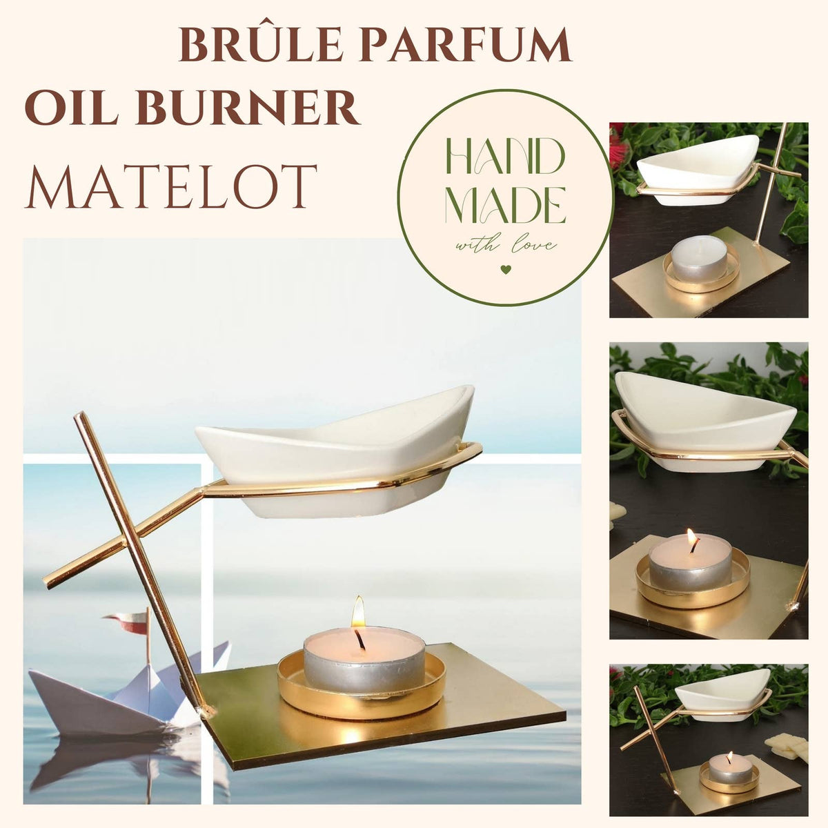 Brûleur Huile et Fondant Parfumé Matelot métal et céramique