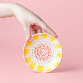 Râpe à ail en céramique — Petite, rose et jaune — Valentina