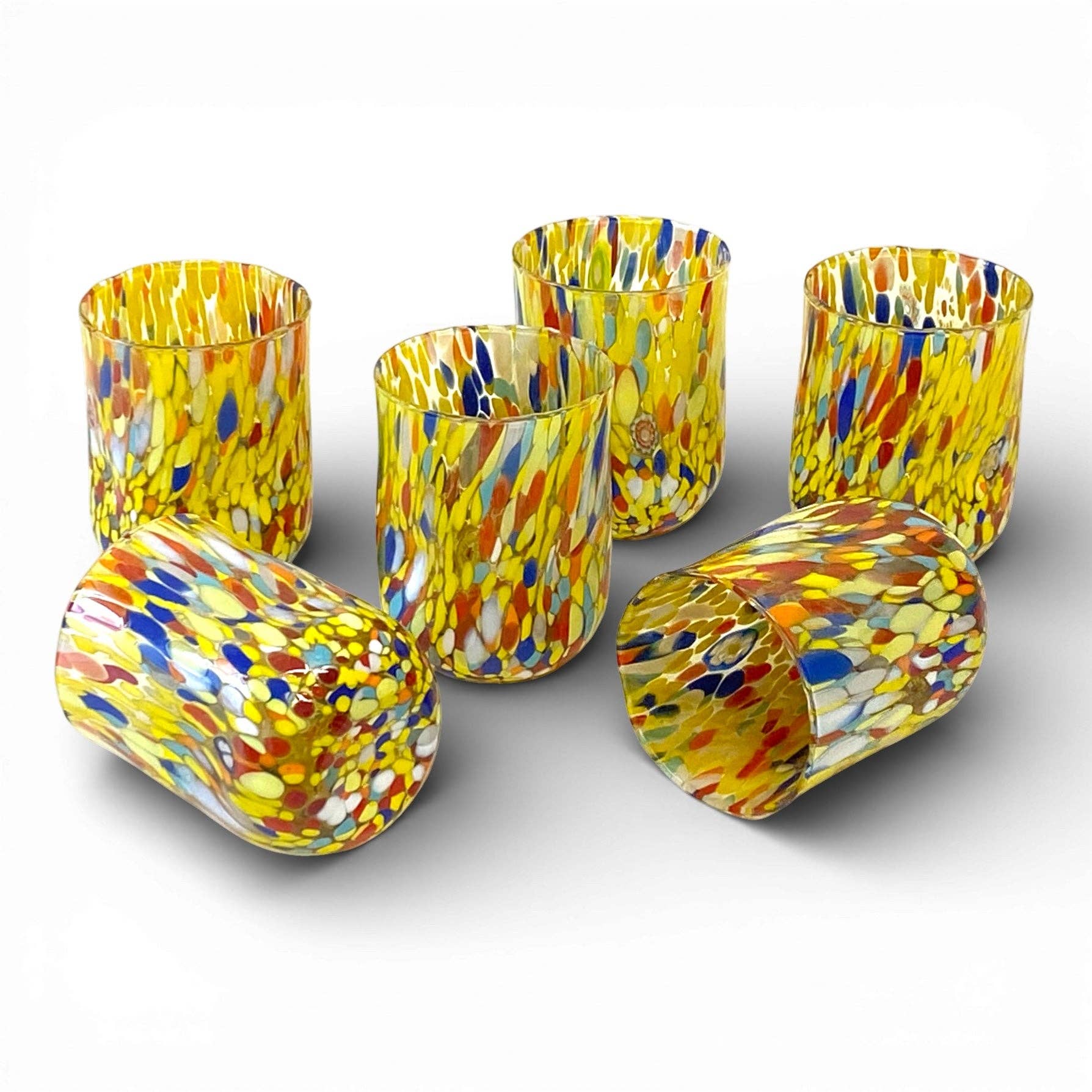 Verres Cylindr  Classique en Verre Soufflé et Travaillé à la Main avec Murrines de Murano, ligne 