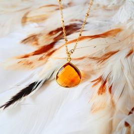 Collier Justine en acier inoxydable avec citrine