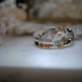 BRACELET DHANYATA PIERRE DE LUNE ORANGE ET AGATE INDIENNE