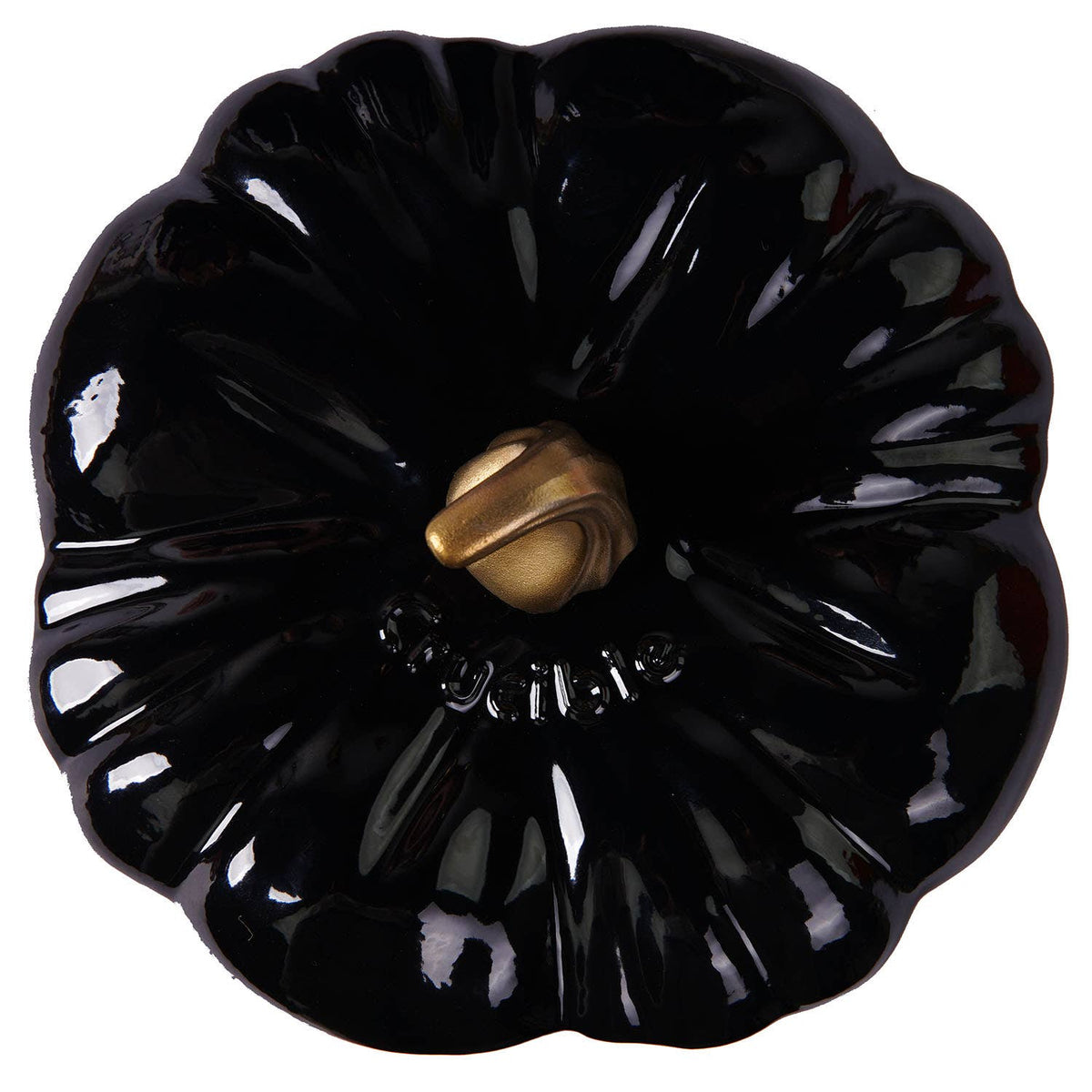 Cocotte en fonte émaillée en forme de citrouille, four hollandais, noire
