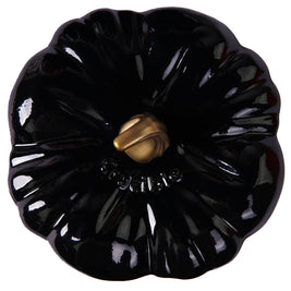 Cocotte en fonte émaillée en forme de citrouille, four hollandais, noire