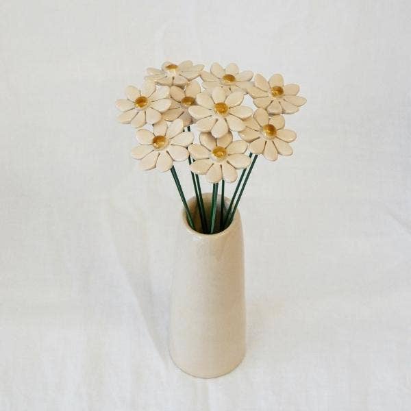 Marguerite en céramique diamètre env. 3,5 cm, tige 20 cm: Jaune