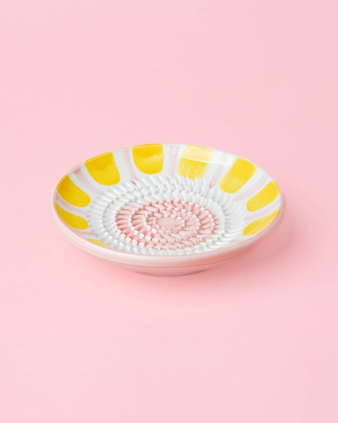 Râpe à ail en céramique — Petite, rose et jaune — Valentina