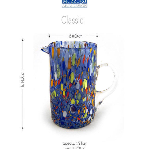 Carafe en verre coloré « The Colors of Murano » 1/2 litre, modèle CLASSIC 14: BLEU