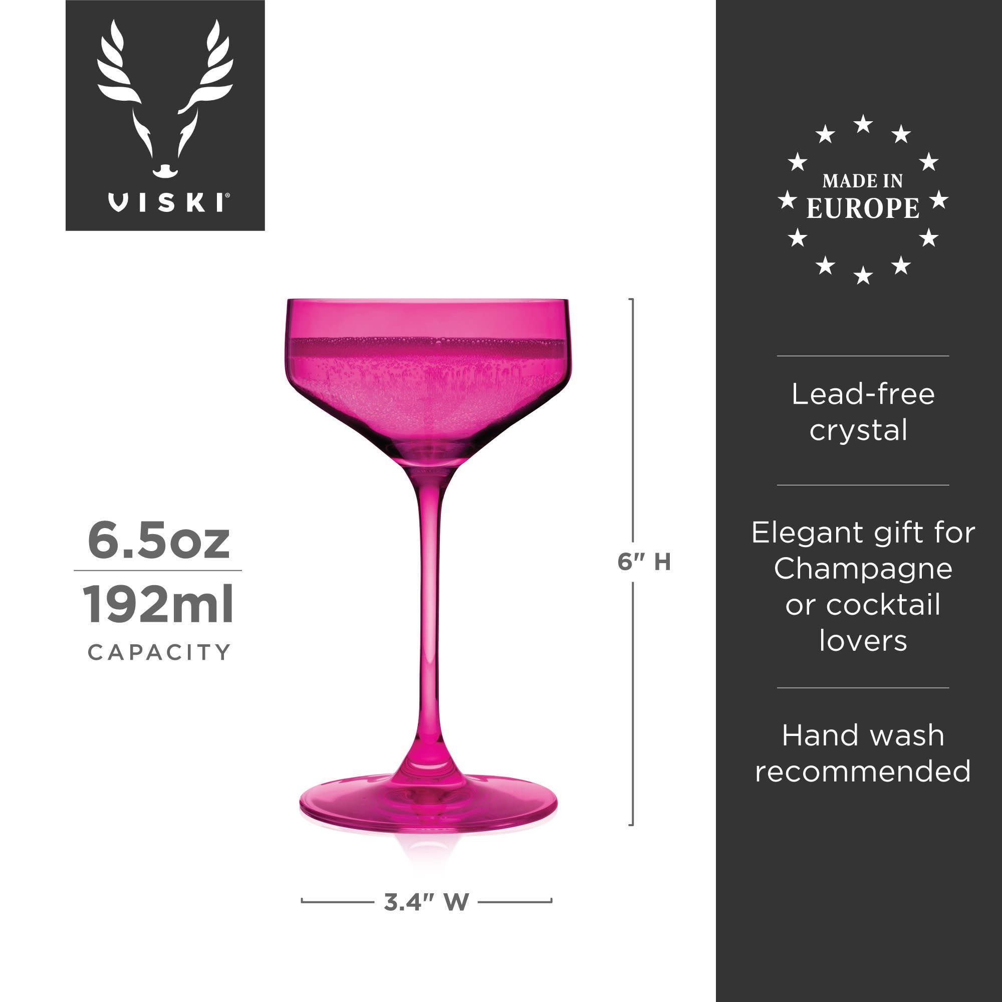Coupes en Cristal Européennes - Rose - Lot de 2
