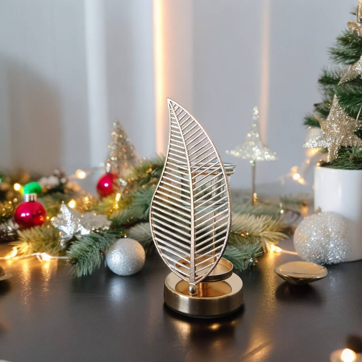 Brûleur à Huile et Fondant Parfumé Palme métal et céramique