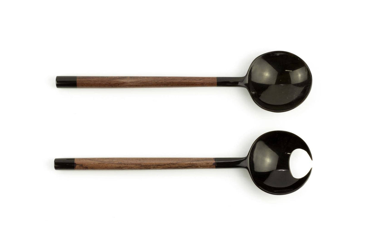 Couverts ronds en forme de griffe de crabe en corne noire et bois
