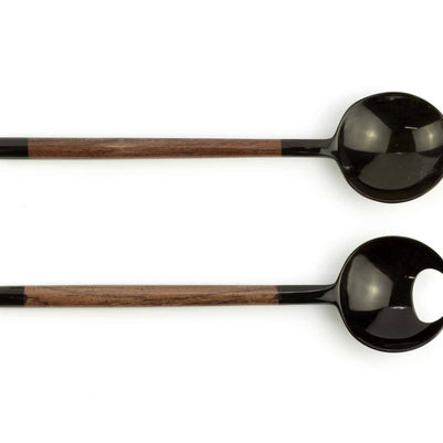 Couverts ronds en forme de griffe de crabe en corne noire et bois