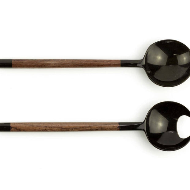 Couverts ronds en forme de griffe de crabe en corne noire et bois