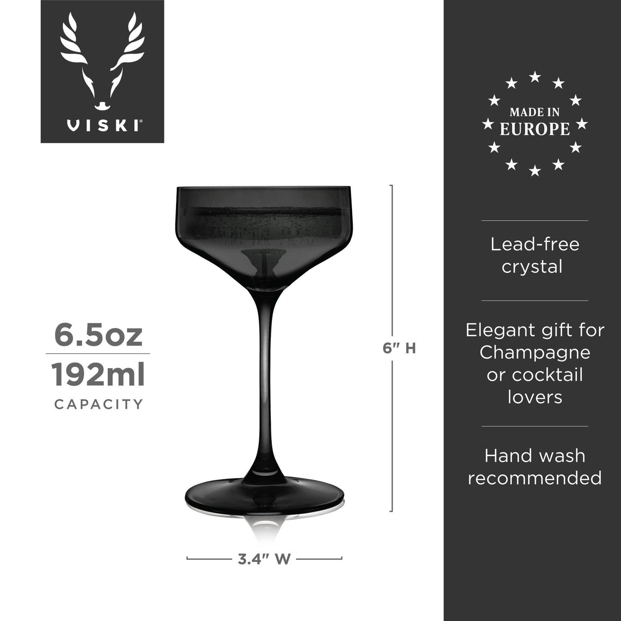 Coupes en Cristal Européen - Fumée - Ensemble de 2