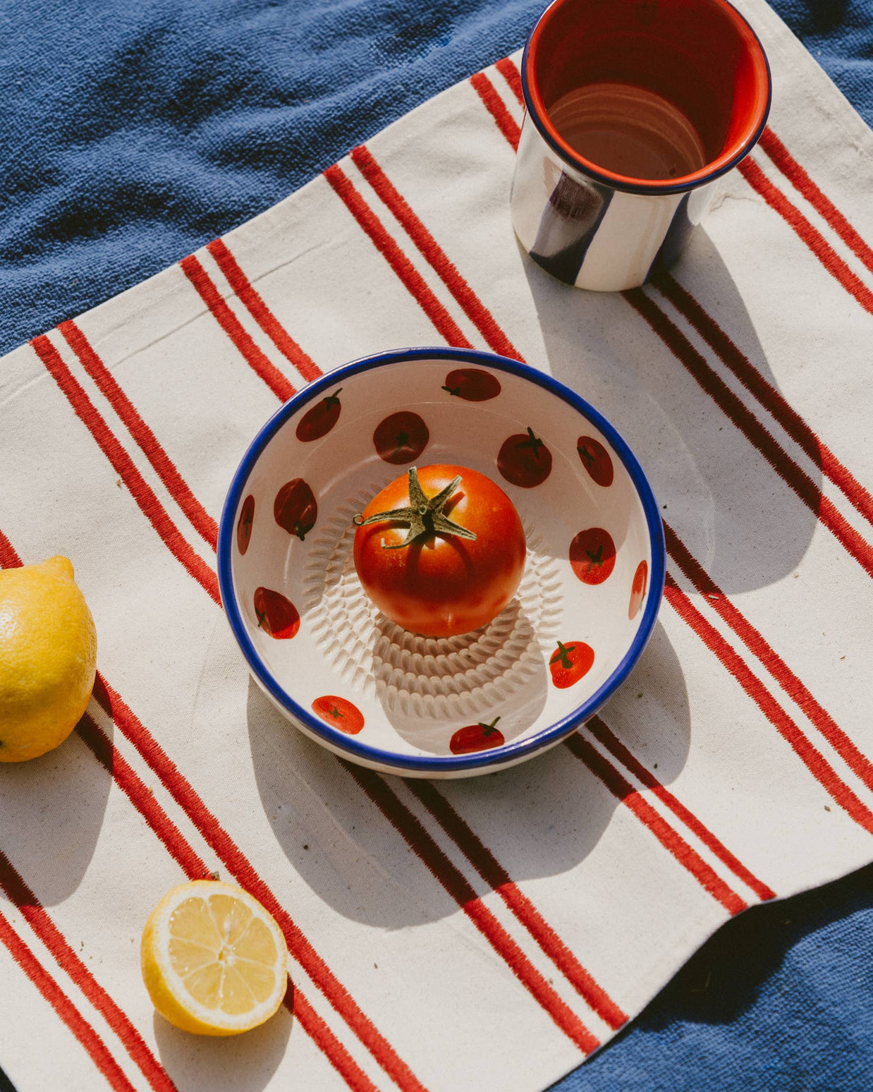 Plaque râpe à ail en céramique - Moyenne Rouge et Bleue - Pomodoro: AVEC EMBALLAGE