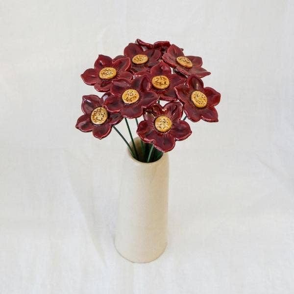 Pétunia en céramique, diamètre env. 4-4,5 cm, tige 20 cm: Blanc
