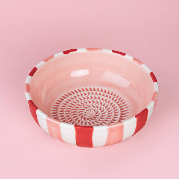 Assiette râpe-ail en céramique - rose moyen et rouge - Sweetheart
