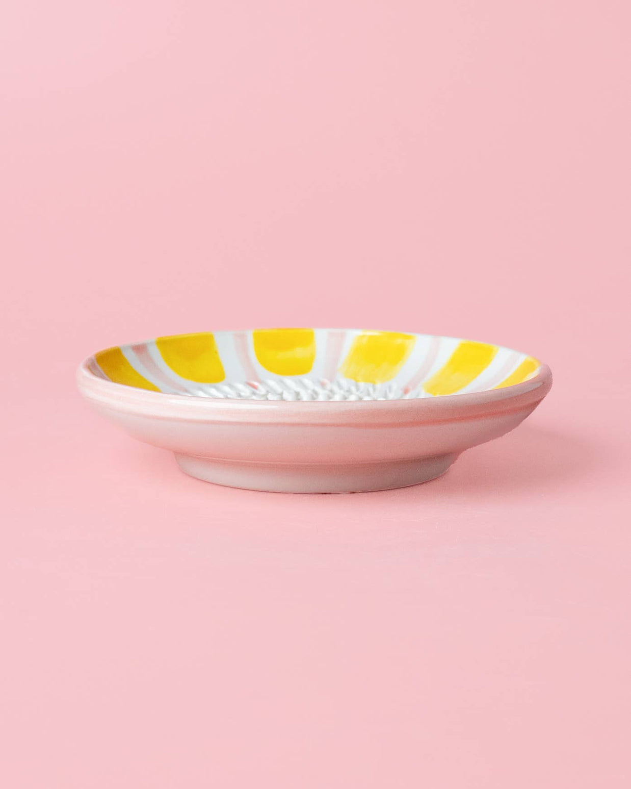Râpe à ail en céramique — Petite, rose et jaune — Valentina