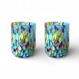 Verres Cylindr  Classique en Verre Soufflé et Travaillé à la Main avec Murrines de Murano, ligne 