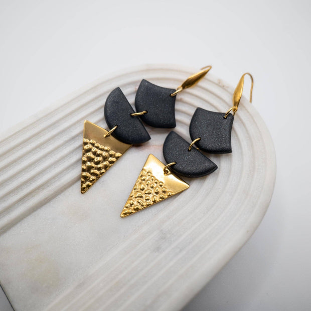 Black&Gold - boucles d'oreilles pendantes