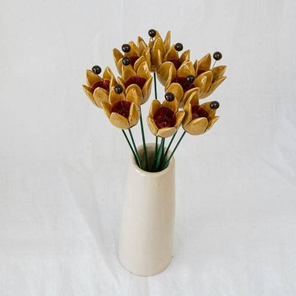 Tulipe en céramique diamètre env. 2,5 x 3,5 cm | tige 20 cm: Blanc