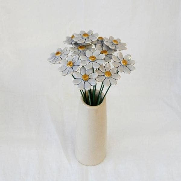 Marguerite en céramique diamètre env. 3,5 cm, tige 20 cm: Jaune