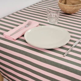 Nappe en jacquard Maglia Raya Rosa et Moss: 300 x 160 cm