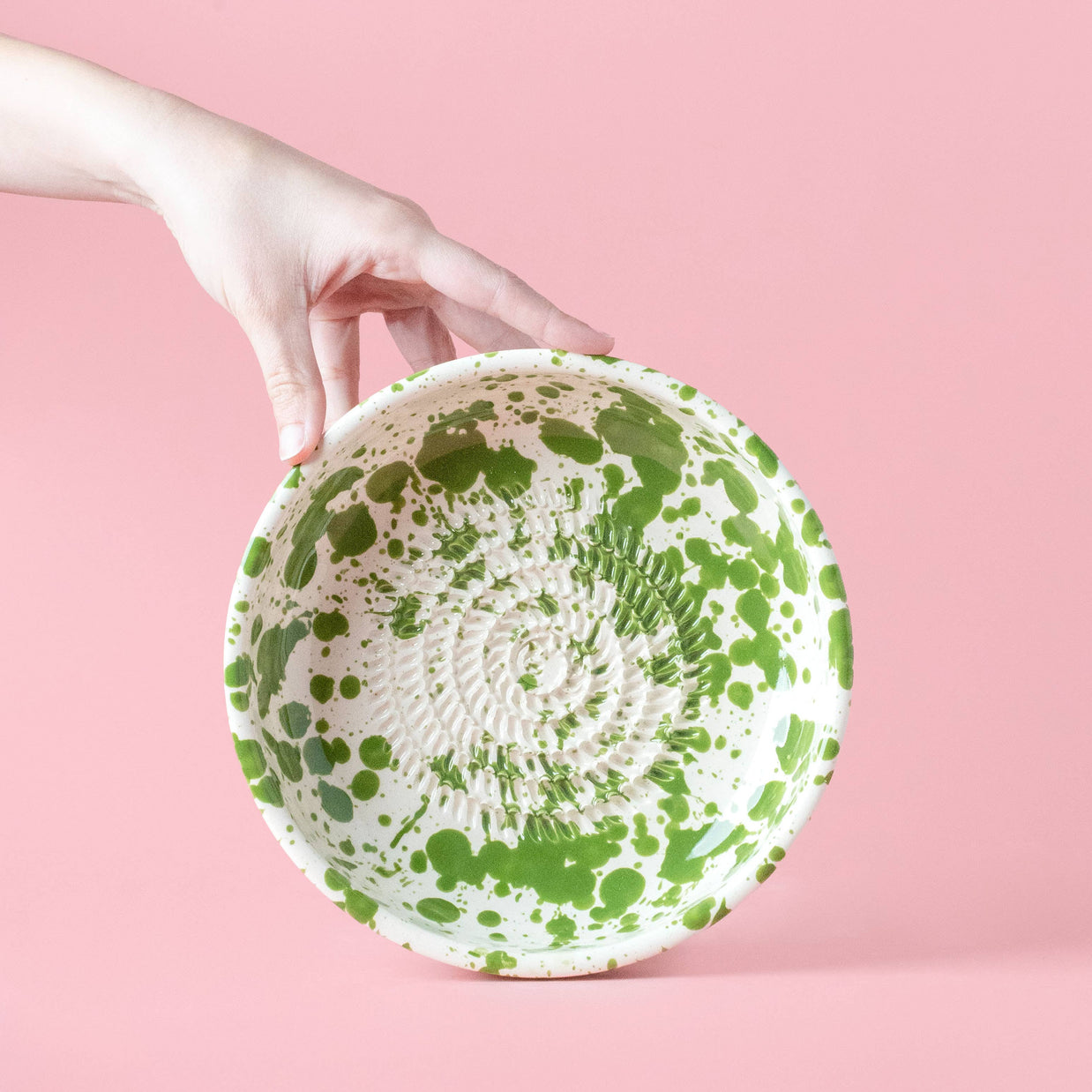 Assiette râpe-ail - Grande céramique verte - Vert mousse