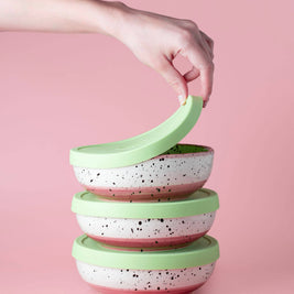 Couvercles en silicone réutilisables sans BPA / 2 tailles: Rose / Moyen