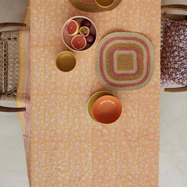 Set de table en raphia et rayures bohèmes Mada Corail