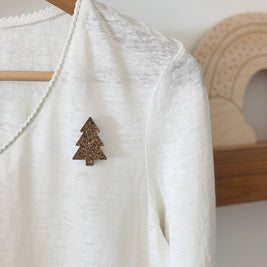 Pin's en paillettes - Sapin plein: Doré