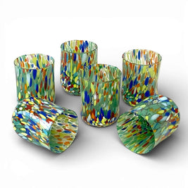 Verres Cylindr  Classique en Verre Soufflé et Travaillé à la Main avec Murrines de Murano, ligne 
