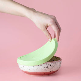 Couvercles en silicone réutilisables sans BPA / 2 tailles: Beis / Grand